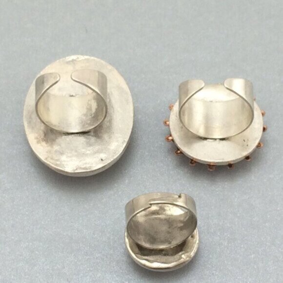 3 Adjustable Costume Rings Red Purple Silvertone Sparkly Ornate Boho Rhinestone - Picture 10 of 13